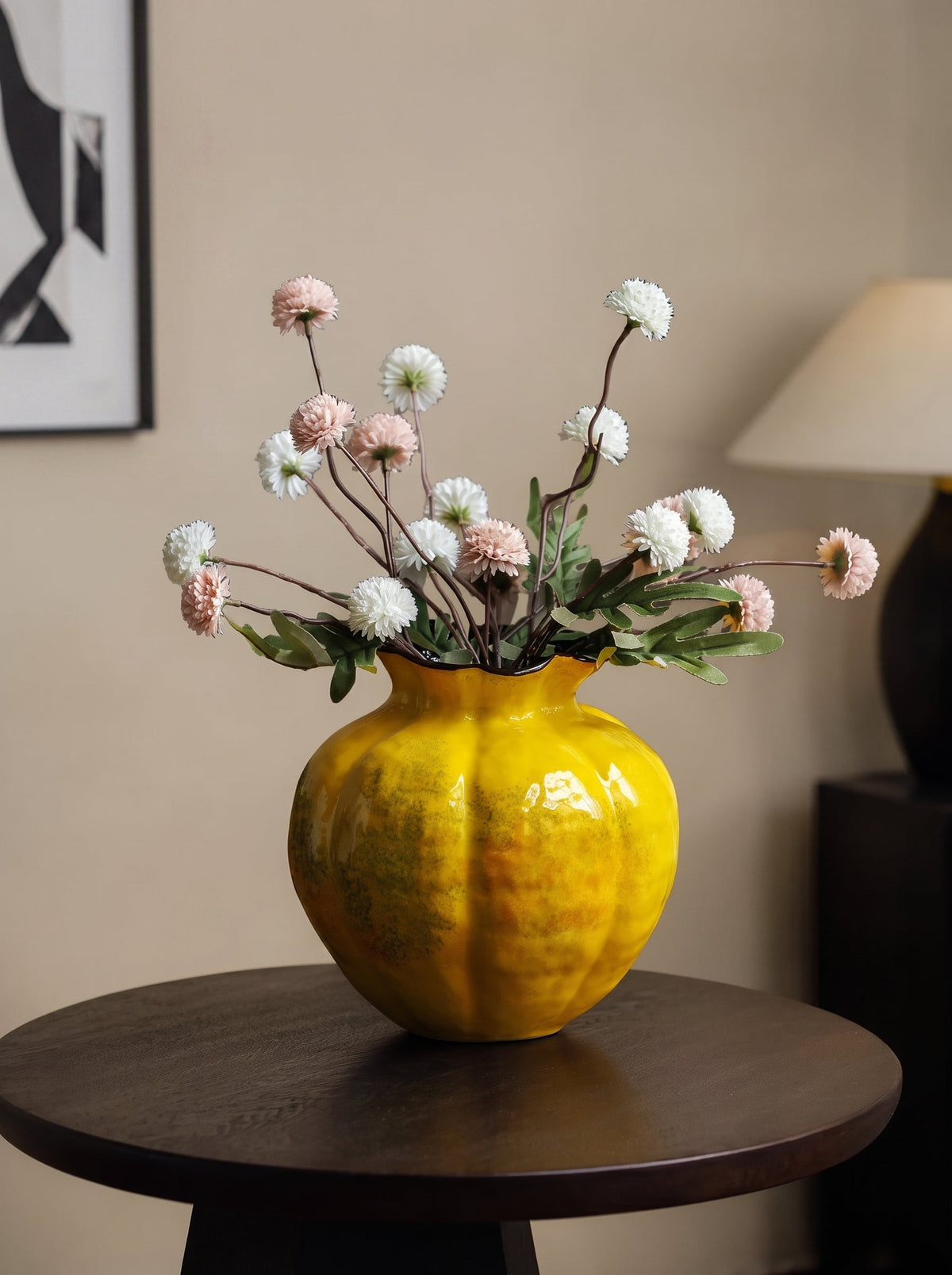 Fluted speckled vase styled