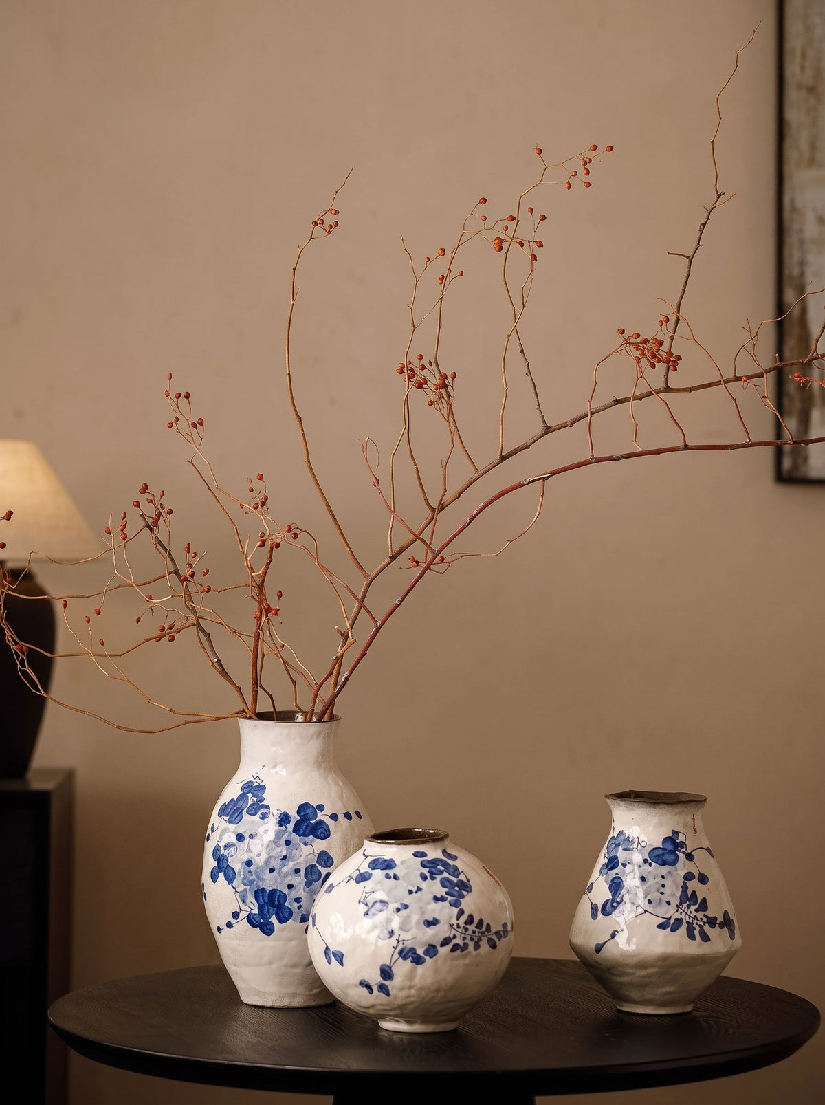 Blue wisteria turnip vase