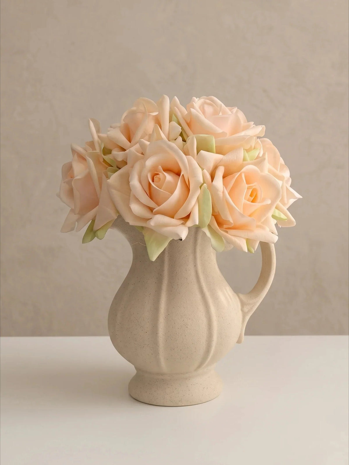 Champagne artificial rose bouquet, 10 stems