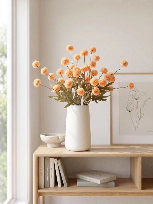 Golden pom-pom arrangement detail