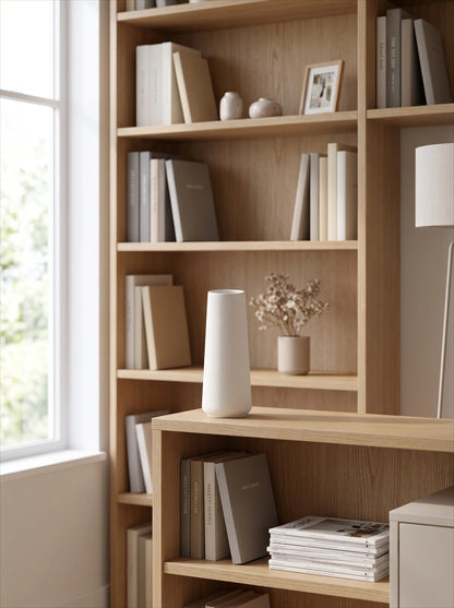Matte white tapered vase styled