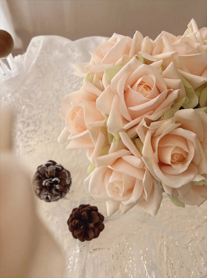 Champagne rose bouquet styled
