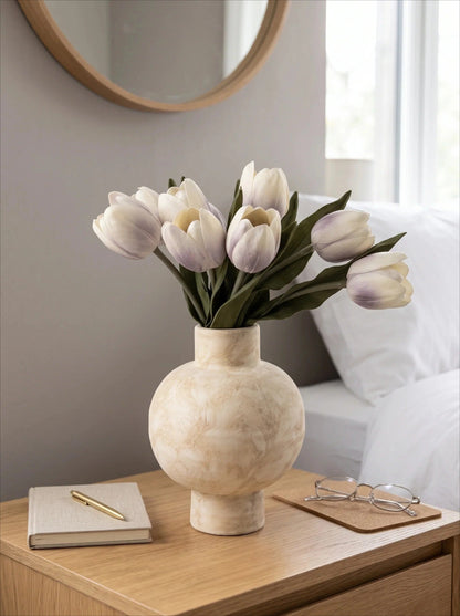 White tulip bouquet side view
