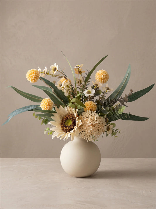 Creamy hues rustic charm artificial floral arrangement