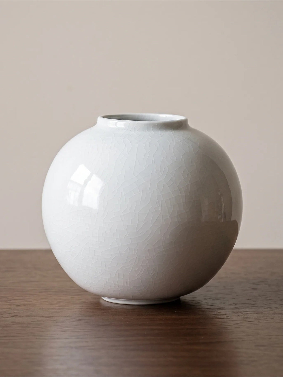 Minimalist white crackle glaze ceramic vase