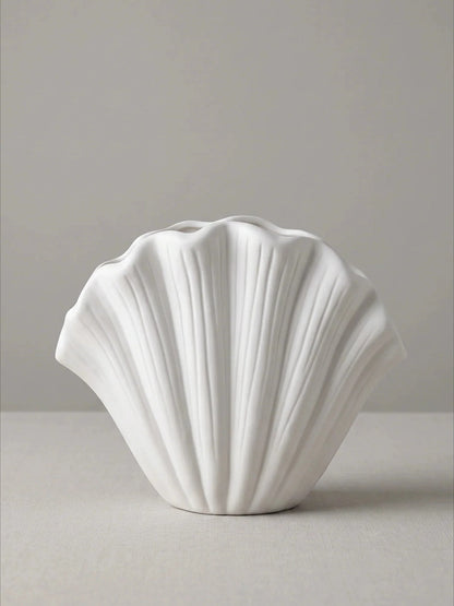 White shell ceramic vase
