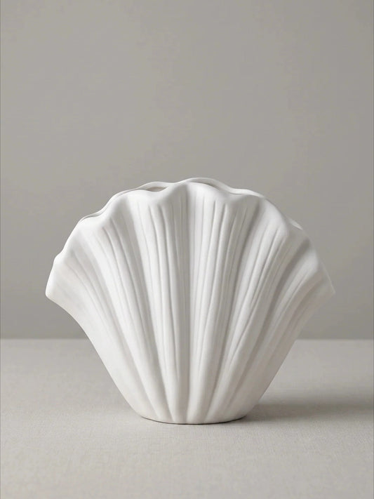 White shell ceramic vase