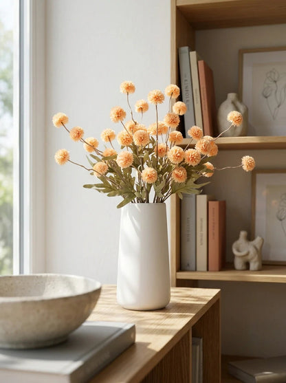 Golden pom-pom arrangement close-up