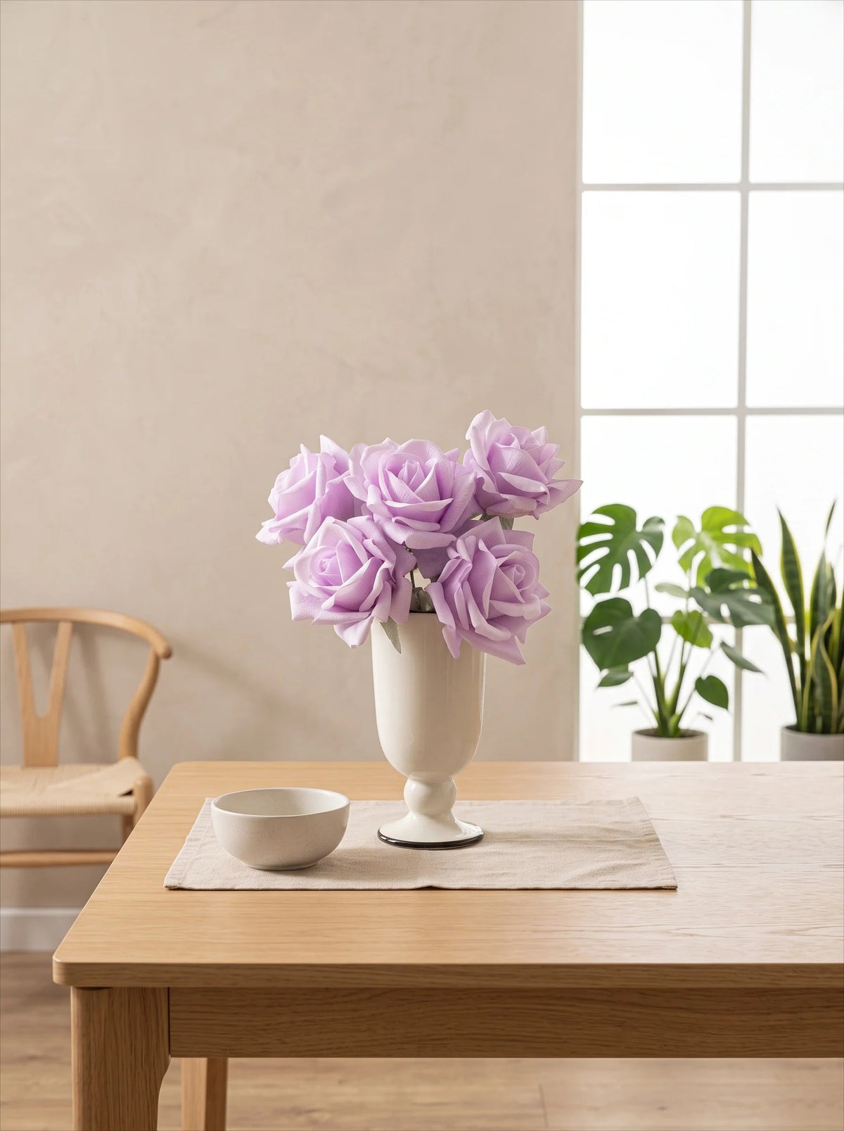 Lavender rose bouquet side view
