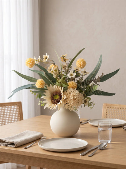 Creamy rustic arrangement side view