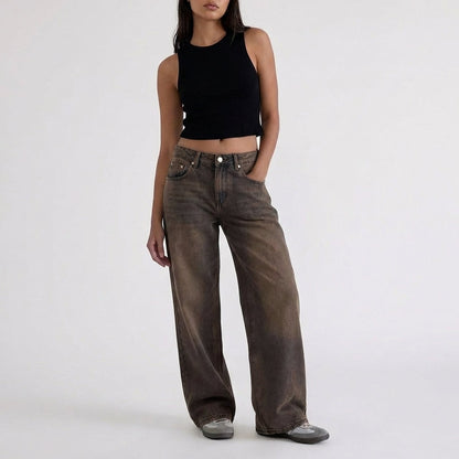 Low-Rise Wide-Leg Relaxed Denim Jeans