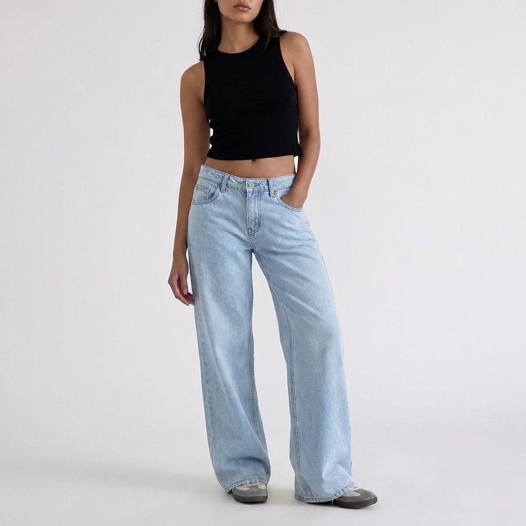 Low-Rise Wide-Leg Relaxed Denim Jeans