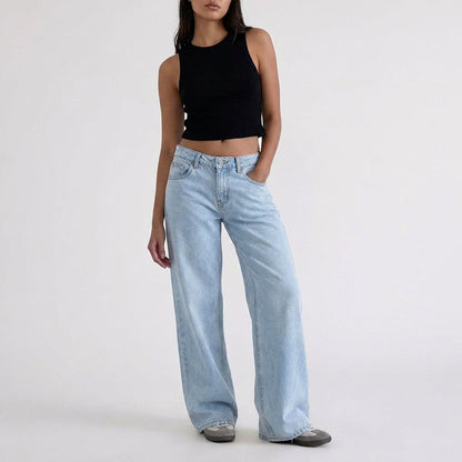 Low-Rise Wide-Leg Relaxed Denim Jeans