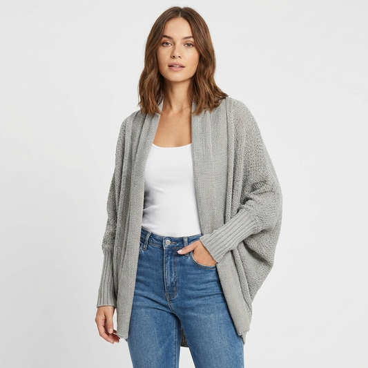 Women's Oversized Batwing Open-Front Loose Knit Winter Cardigan