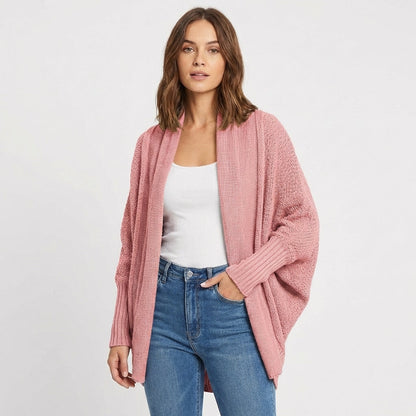 Women's Oversized Batwing Open-Front Loose Knit Winter Cardigan
