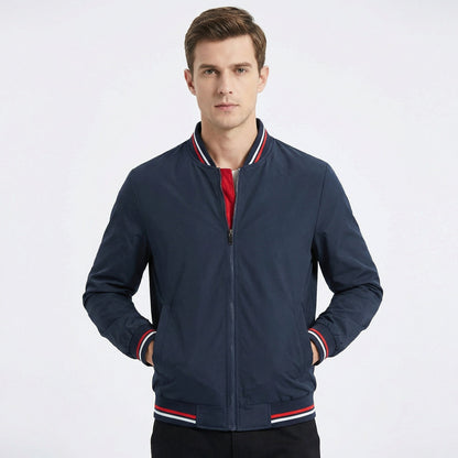 Men's Bomber Classic Varsity Stripe Zip-Up Bomber Autumn Jacket
