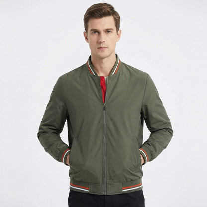 Men's Bomber Classic Varsity Stripe Zip-Up Bomber Autumn Jacket