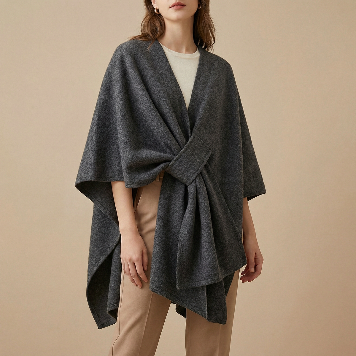 Women's Oversized Flowing Draped Cape Winter Cardigan