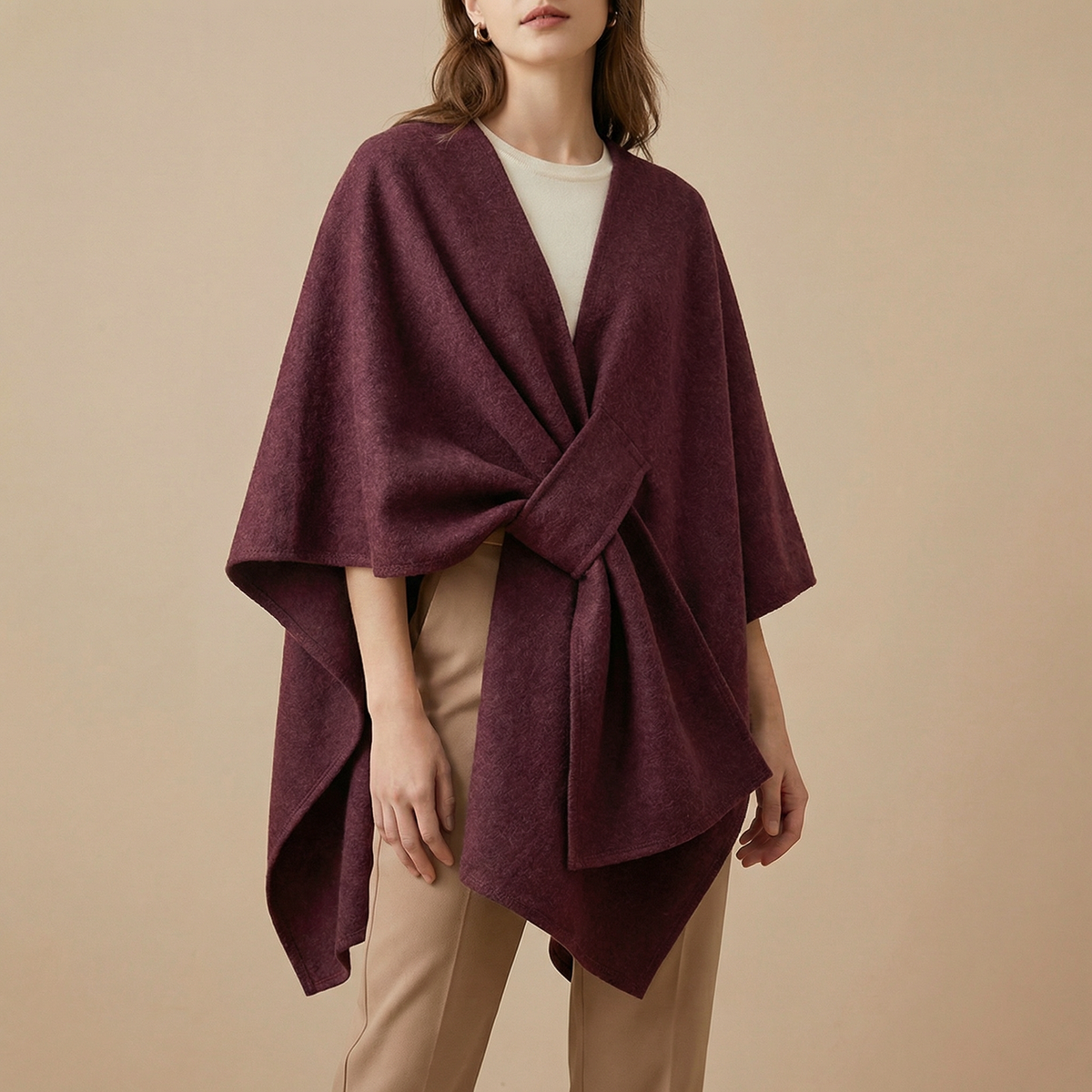 Women's Oversized Flowing Draped Cape Winter Cardigan