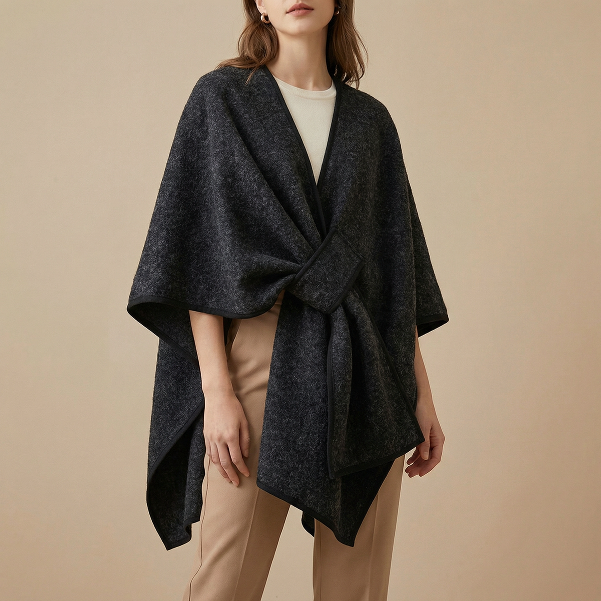 Women's Oversized Flowing Draped Cape Winter Cardigan