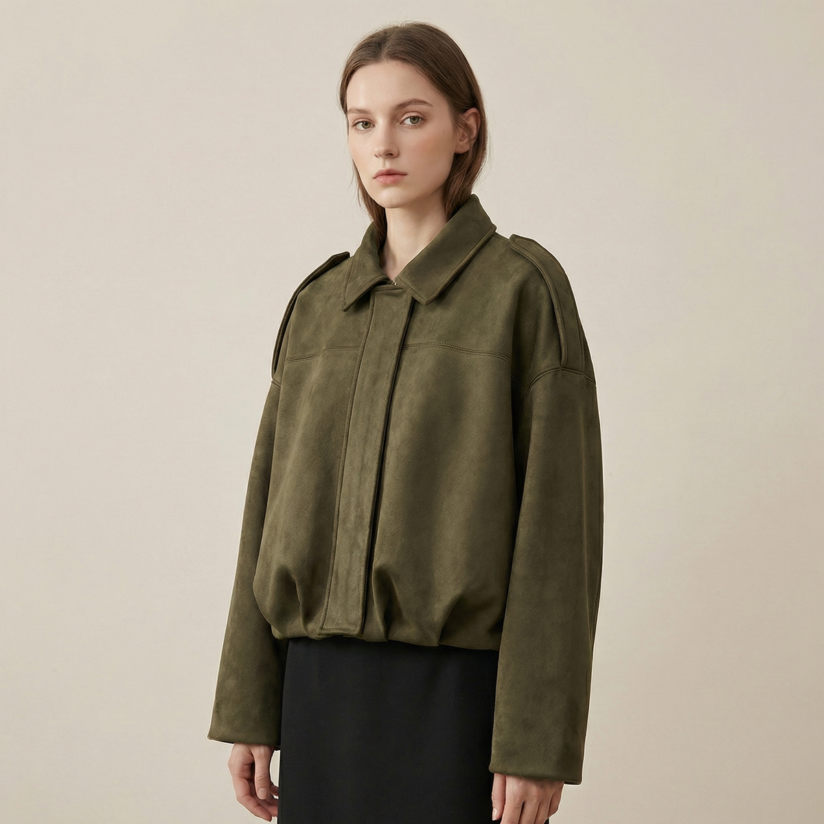 Chaqueta bomber corta casual con cremallera para mujer