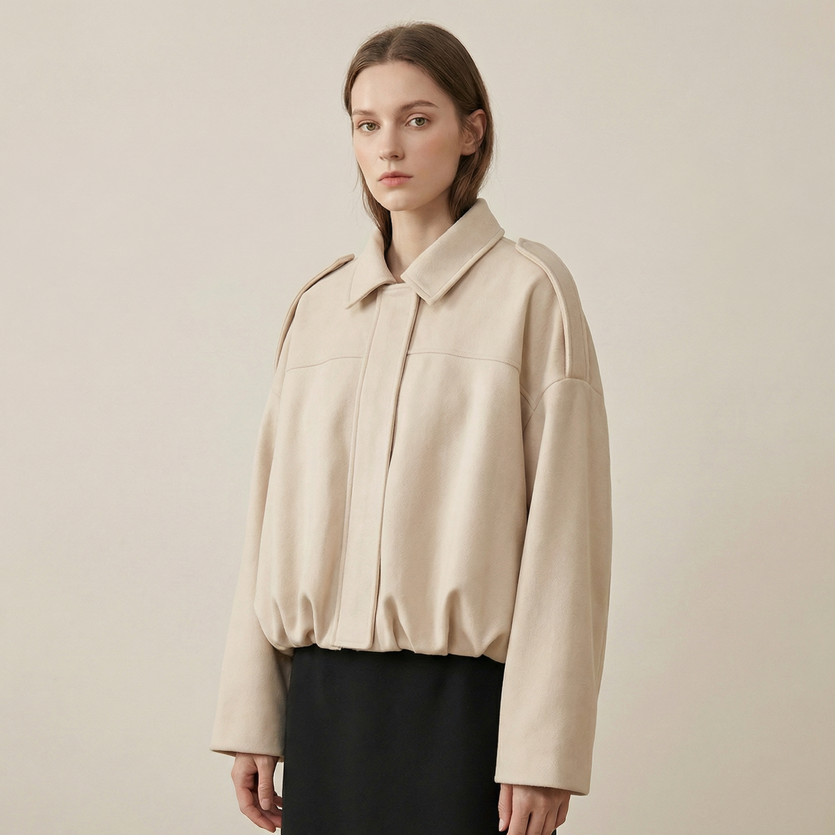 Chaqueta bomber corta casual con cremallera para mujer