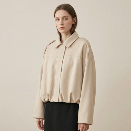 Chaqueta bomber corta casual con cremallera para mujer