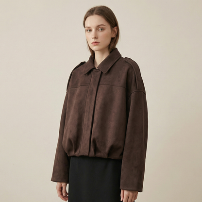 Chaqueta bomber corta casual con cremallera para mujer