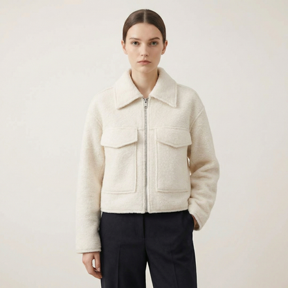 Chaqueta bomber casual de mujer con cremallera y corte sastre