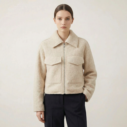 Chaqueta bomber casual de mujer con cremallera y corte sastre