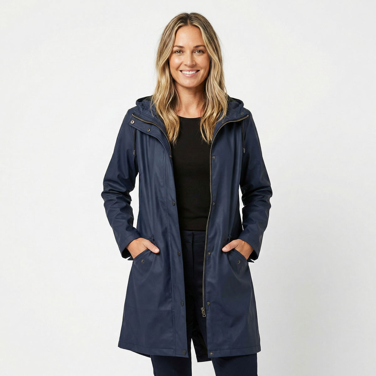 Women's Waterproof Hooded Mid Length Windproof Trench Winter Coat