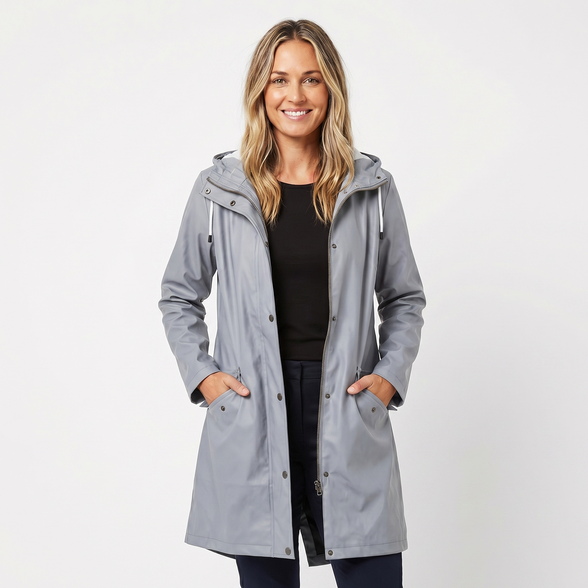 Women's Waterproof Hooded Mid Length Windproof Trench Winter Coat