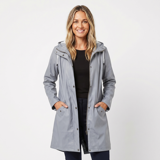 Women's Waterproof Hooded Mid Length Windproof Trench Winter Coat