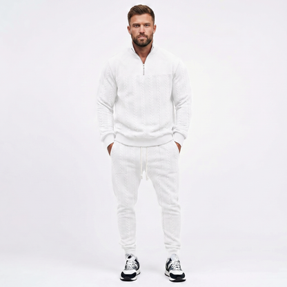 Men's Quarter Zip Fleece Sweatshirt and Jogger Pants Winter Set