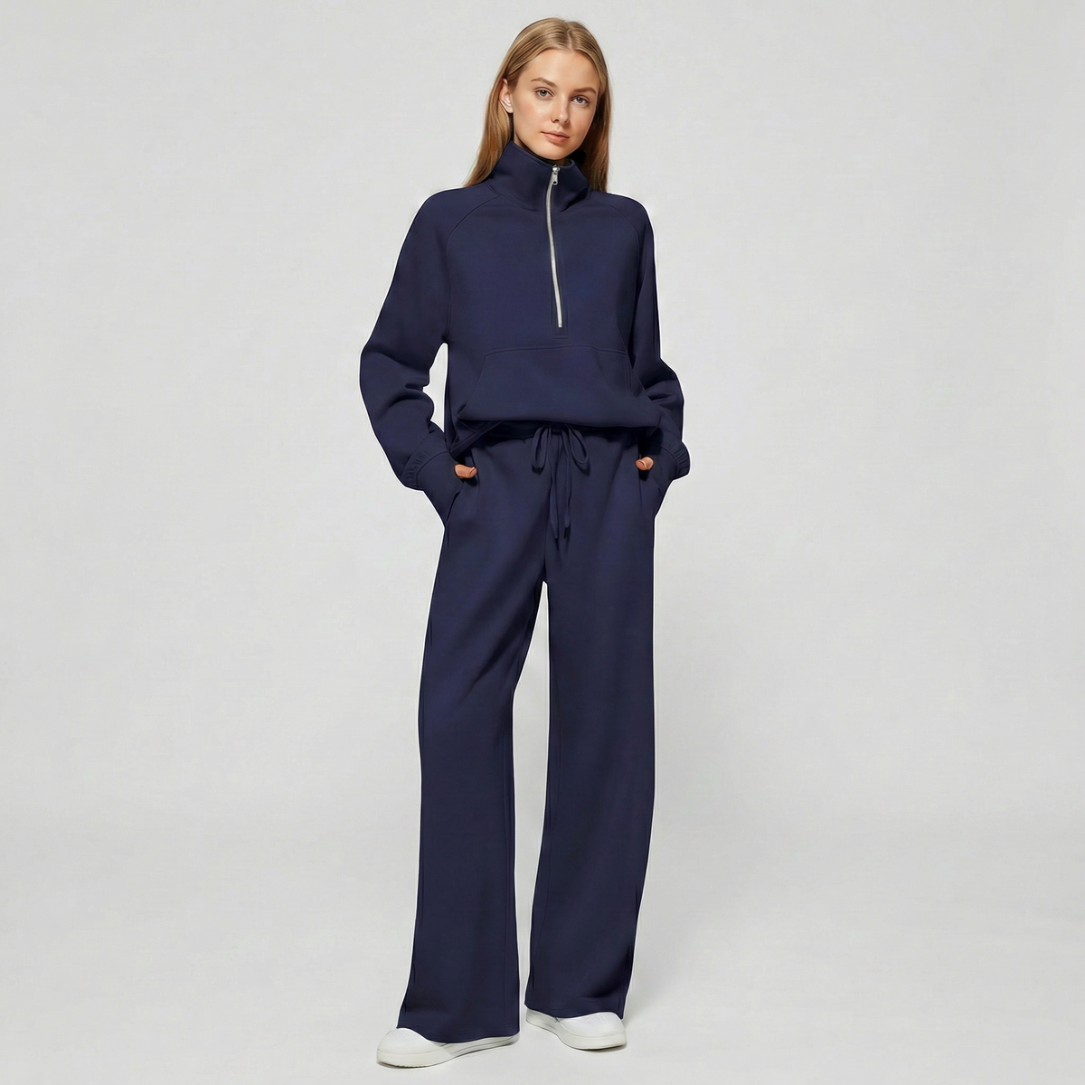 Women's Half Zip Sweatshirt & Wide Leg Pants Co-ord Set