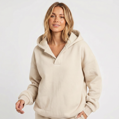 Women's Oversized Soft Fleece V-Notch Winter Sweater