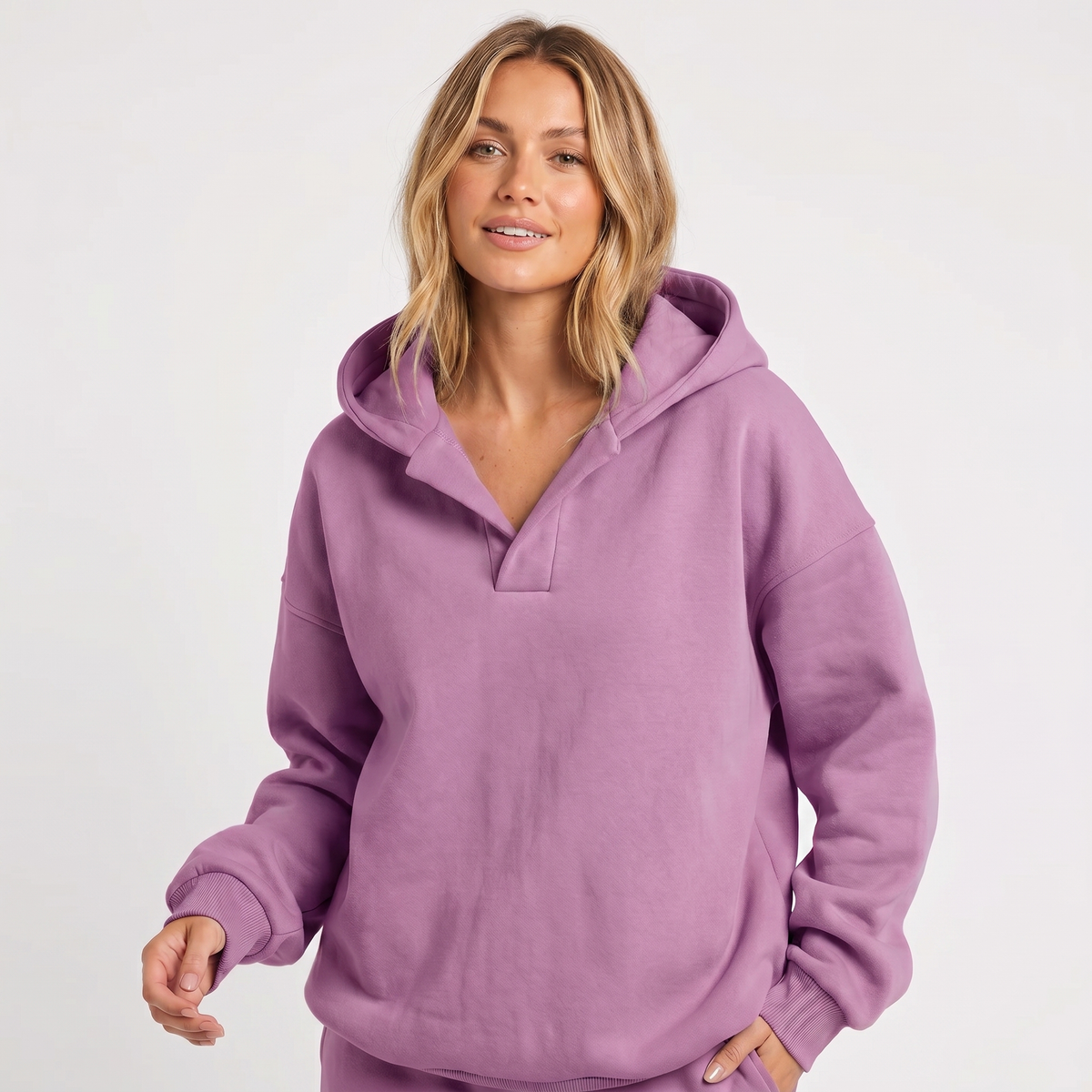 Women's Oversized Soft Fleece V-Notch Winter Sweater