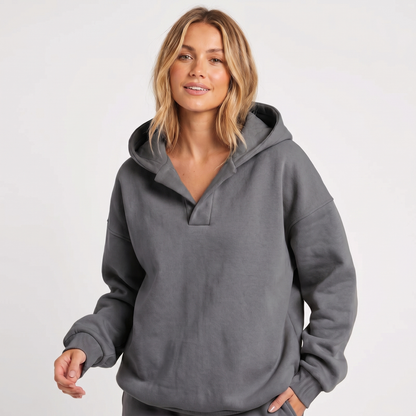 Women's Oversized Soft Fleece V-Notch Winter Sweater