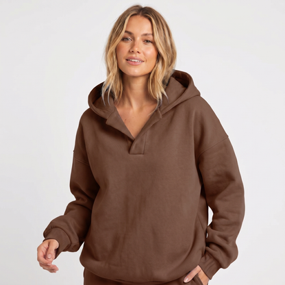 Women's Oversized Soft Fleece V-Notch Winter Sweater