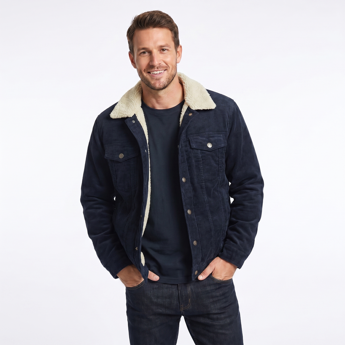 Men's Luxury Double-Sided Shearling Warm Bomber Jacket