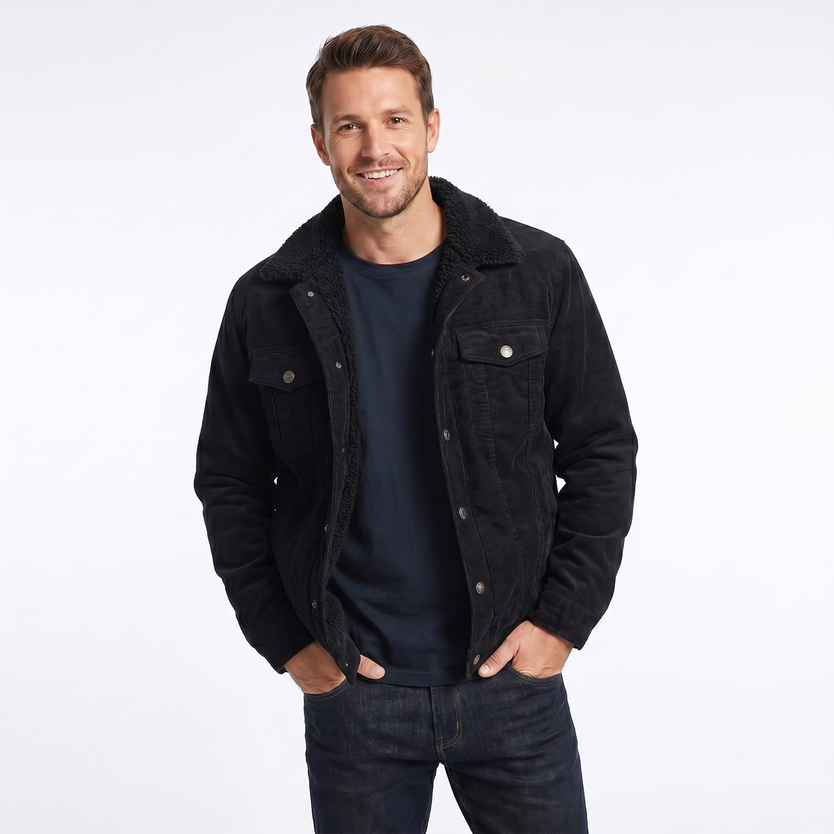 Men's Luxury Double-Sided Shearling Warm Bomber Jacket