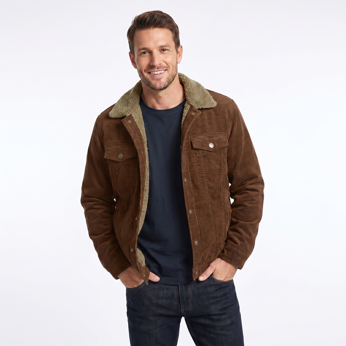Men's Luxury Double-Sided Shearling Warm Bomber Jacket