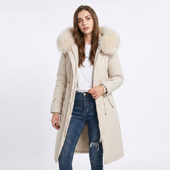 Chaqueta de invierno de piel de lujo desmontable para mujer