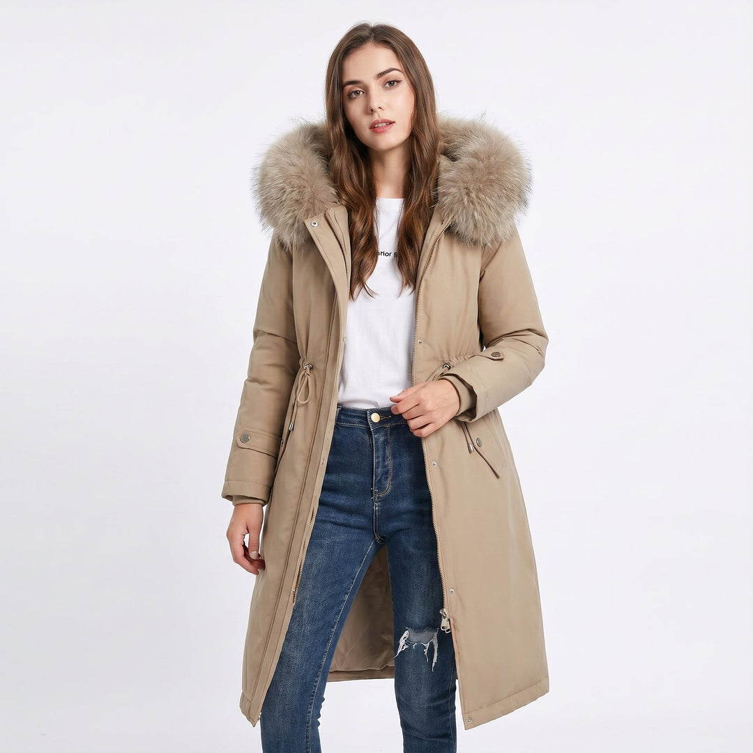 Chaqueta de invierno de piel de lujo desmontable para mujer
