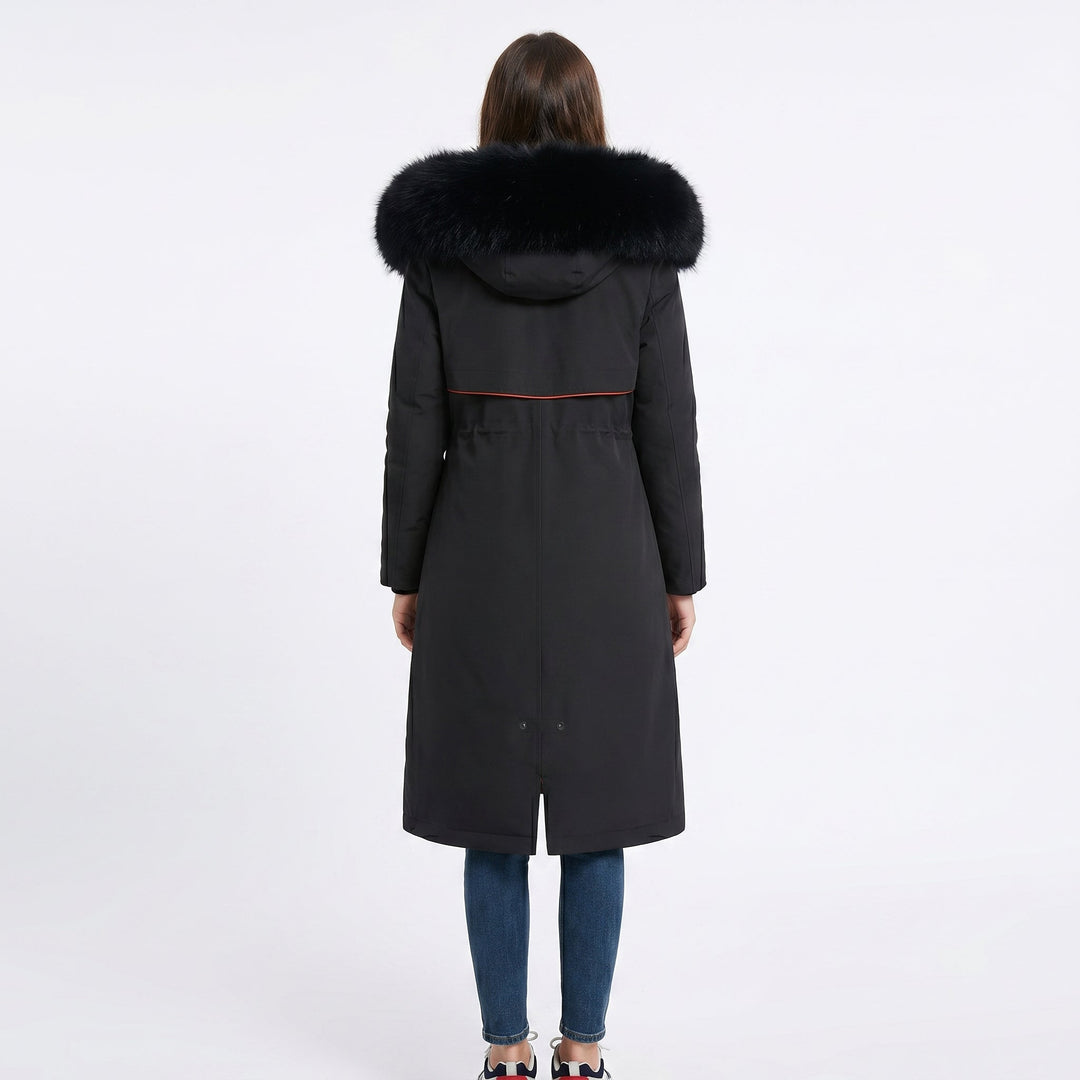 Chaqueta de invierno de piel de lujo desmontable para mujer