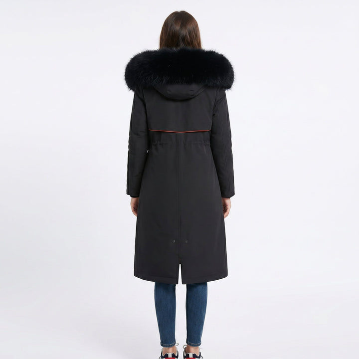 Chaqueta de invierno de piel de lujo desmontable para mujer