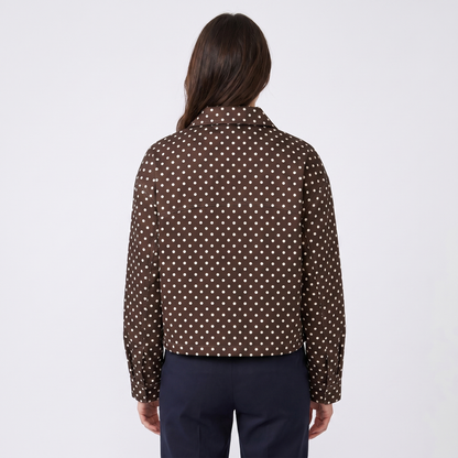Women's Polka Dot Cropped Zip-Up Autumn Jacket