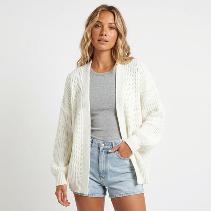 Women's Oversized Winter Cardigan Chunky Knit Open-Front