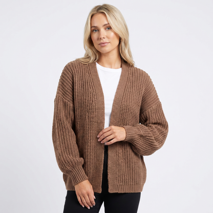 Women's Oversized Winter Cardigan Chunky Knit Open-Front