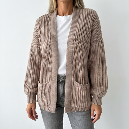 Women's Oversized Winter Cardigan Chunky Knit Open-Front